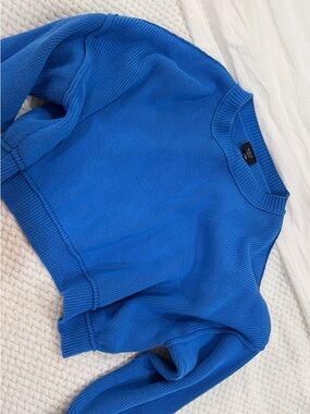 Boxy Crewneck Sweater in Bright Blue vici